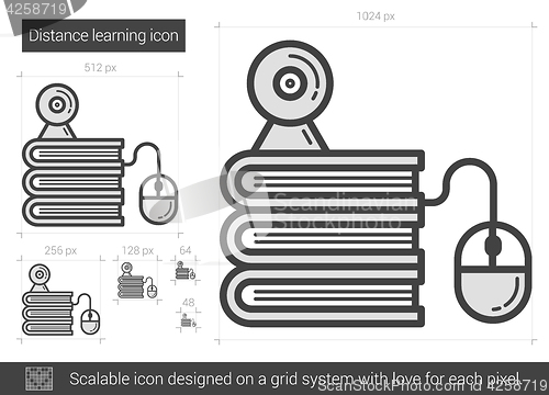 Image of Distance learning line icon.