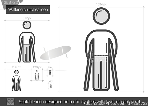 Image of Walking crutches line icon.