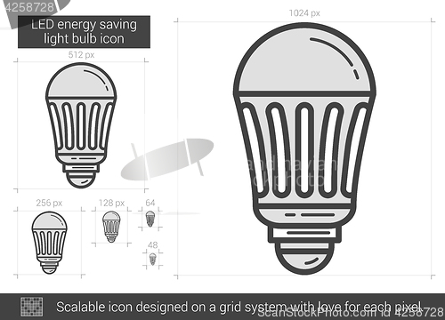 Image of LED energy saving light bulb line icon.