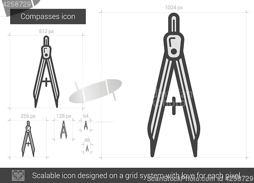 Image of Compasses line icon.