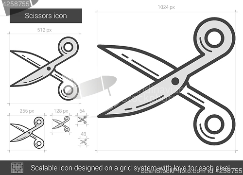 Image of Scissors line icon.