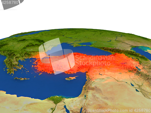 Image of Turkey in red from orbit