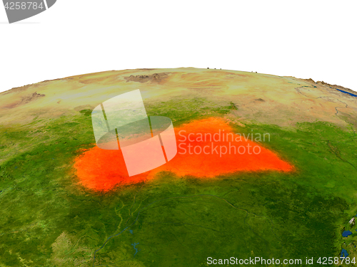 Image of Central Africa in red from orbit