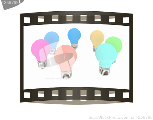 Image of lamps. 3D illustration. The film strip