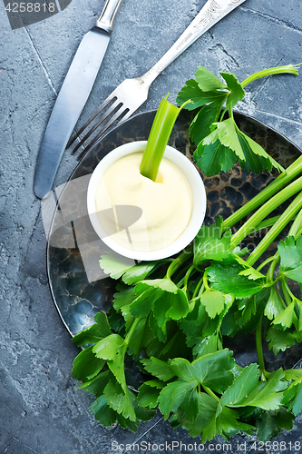 Image of celery with sauce