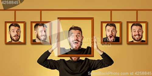 Image of Young man trying on her emotions