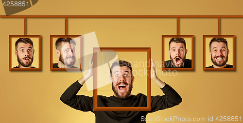 Image of Young man trying on her emotions