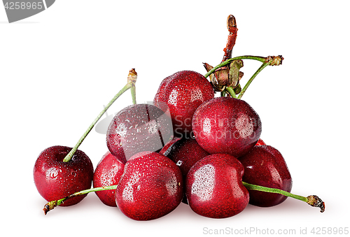 Image of Heap of sweet cherry wet