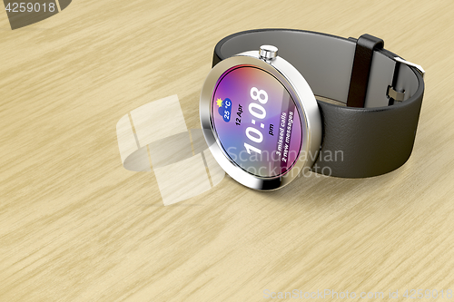 Image of Smart watch with leather strap