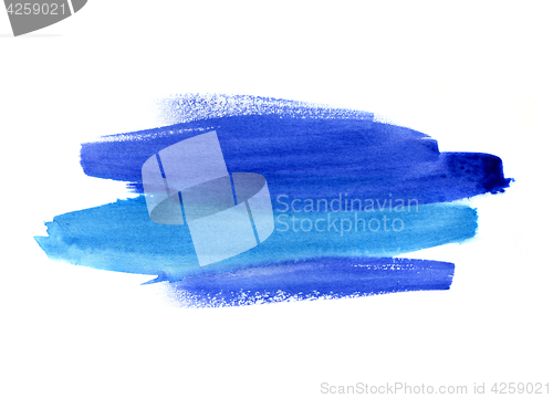 Image of Bright blue watercolor blot on white background