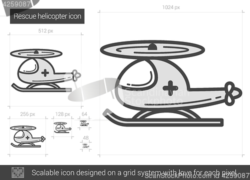 Image of Rescue helicopter line icon.