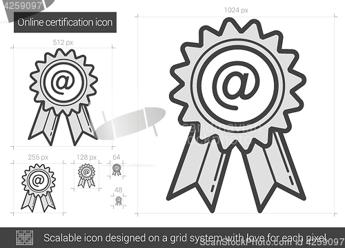Image of Online certification line icon.