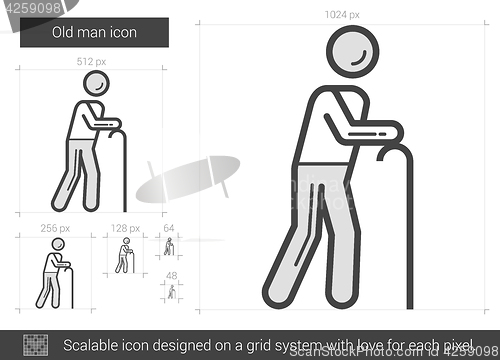 Image of Old man line icon.