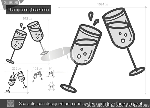 Image of Champagne glasses line icon.