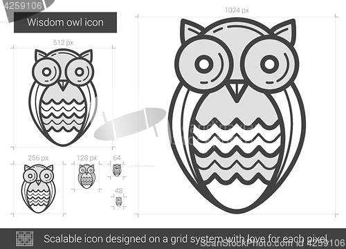 Image of Wisdom owl line icon.