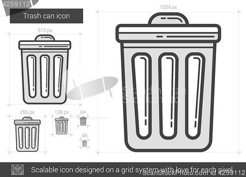 Image of Trash can line icon.