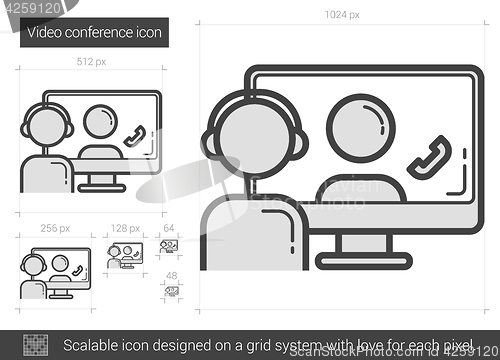 Image of Video conference line icon.