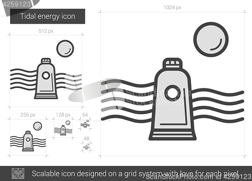 Image of Tidal energy line icon.