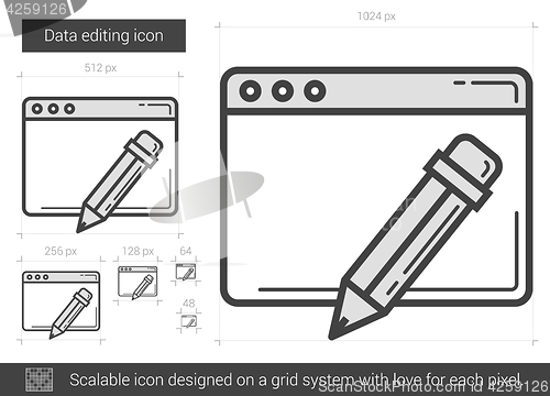 Image of Data editing line icon.