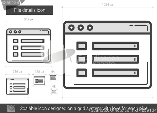 Image of File details line icon.