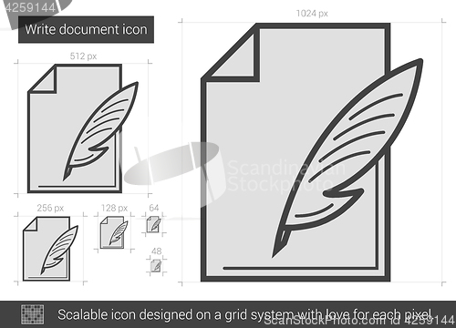 Image of Write document line icon.