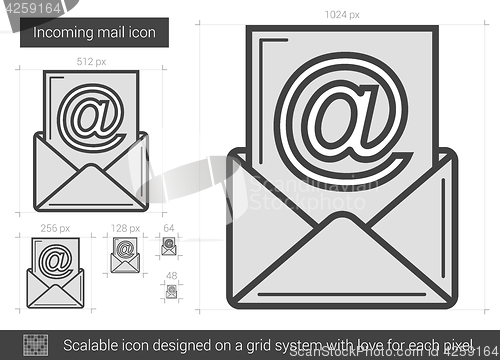 Image of Incoming mail line icon.