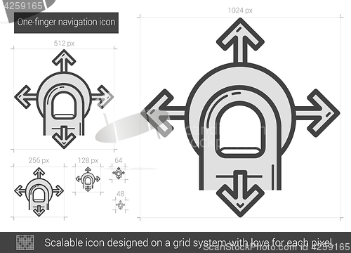 Image of One-finger navigation line icon.