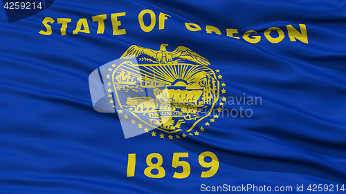 Image of Closeup Oregon Flag, USA state