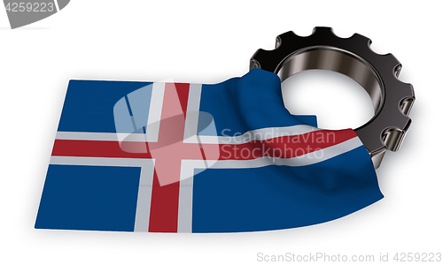 Image of gear wheel and flag of iceland - 3d rendering