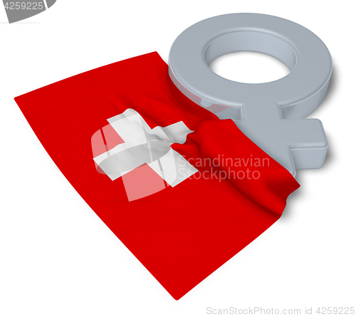 Image of female symbol and flag of switzerland - 3d rendering