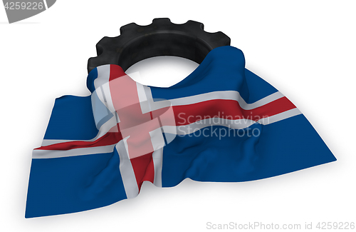 Image of gear wheel and flag of iceland - 3d rendering