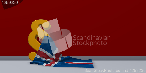 Image of paragraph symbol and flag of iceland - 3d rendering
