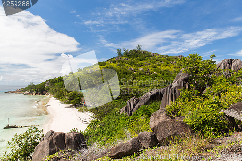 Image of island beach in indian ocean on seychelles