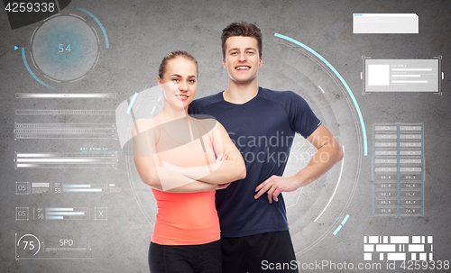 Image of happy sportive man and woman