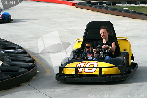 Image of Brother and Sister on the Go Cart