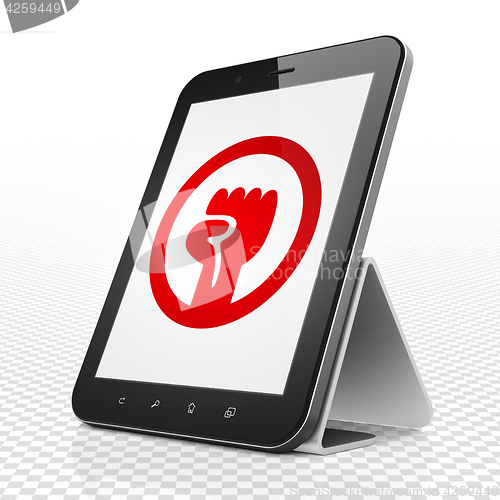 Image of Political concept: Tablet Computer with Uprising on display