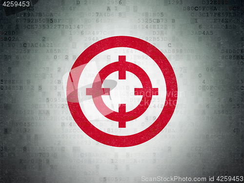 Image of Finance concept: Target on Digital Data Paper background