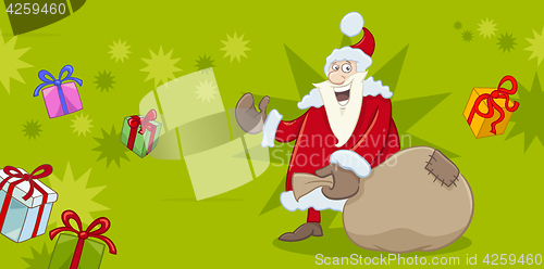 Image of xmas greeting card with santa
