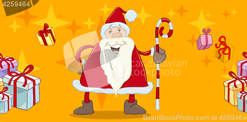 Image of santa with cane greeting card