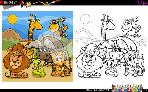 Image of animal characters coloring page