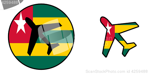 Image of Nation flag - Airplane isolated - Togo