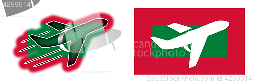 Image of Nation flag - Airplane isolated - Maldives