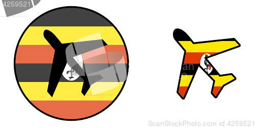 Image of Nation flag - Airplane isolated - Uganda