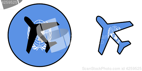 Image of Nation flag - Airplane isolated - United Nations