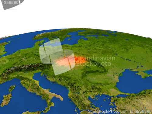 Image of Slovakia in red from orbit