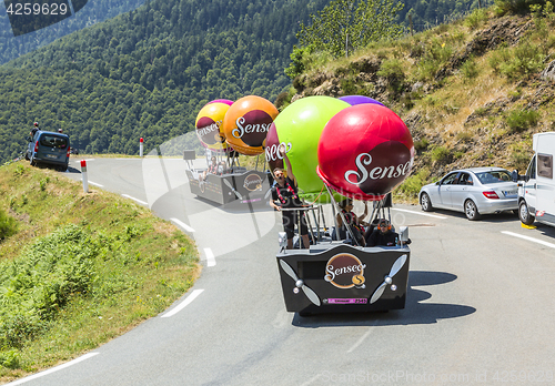 Image of Senseo Caravan in Pyrenees Mountains - Tour de France 2015