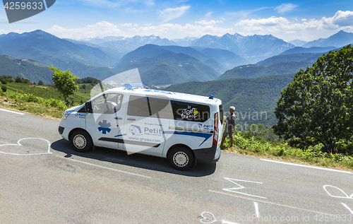 Image of The Official Ambulance on Col d'Aspin - Tour de France 2015
