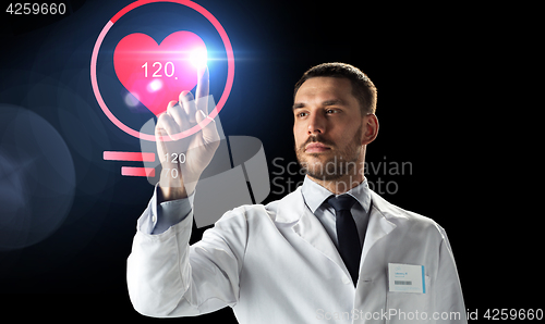 Image of doctor or scientist with heart rate projection