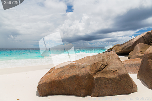 Image of island beach in indian ocean on seychelles