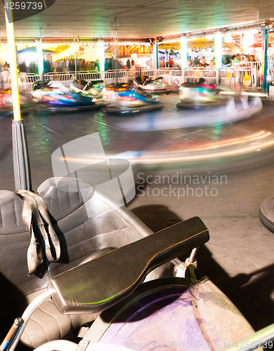 Image of Bumper Cars Amusement Park Ride Blurred Motion